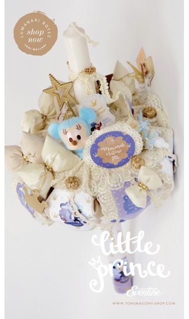 Lumanare de botez pentru baieti cu jucarie de plus Mickey Mouse, 65x4 cm, Royal blue  14